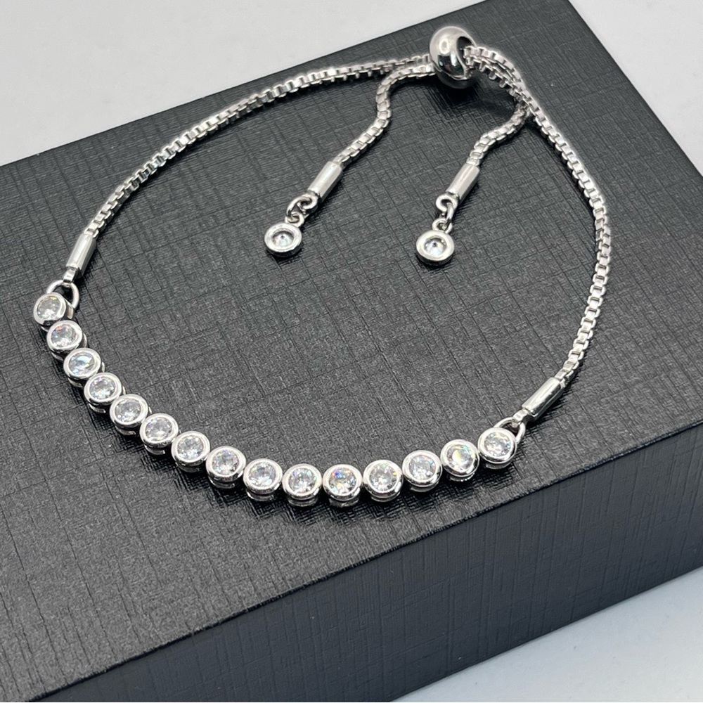 Adjustable Tennis CZ Cubic Zirconia Silver